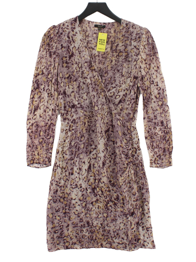 Massimo Dutti Women's Midi Dress UK 10 Purple 100% Polyester