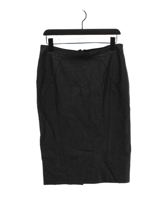 Next Women's Midi Skirt UK 12 Black Viscose with Polyester