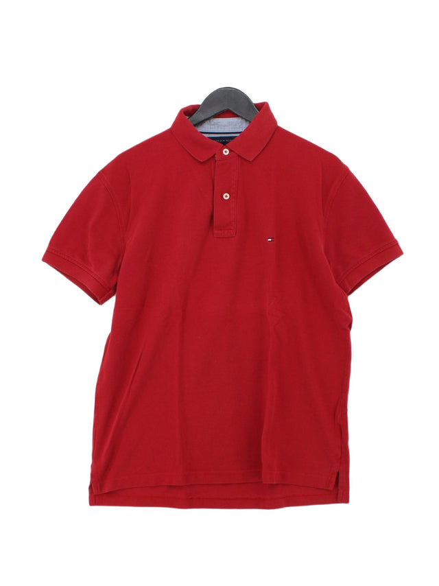 Tommy Hilfiger Men's Polo L Red 100% Cotton