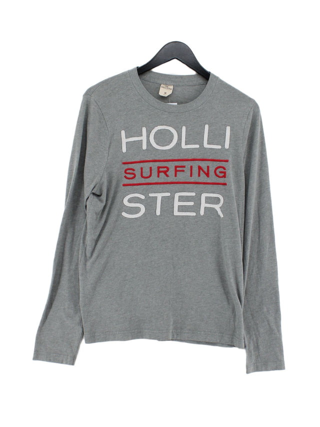 Hollister Men's T-Shirt M Grey Cotton with Polyester