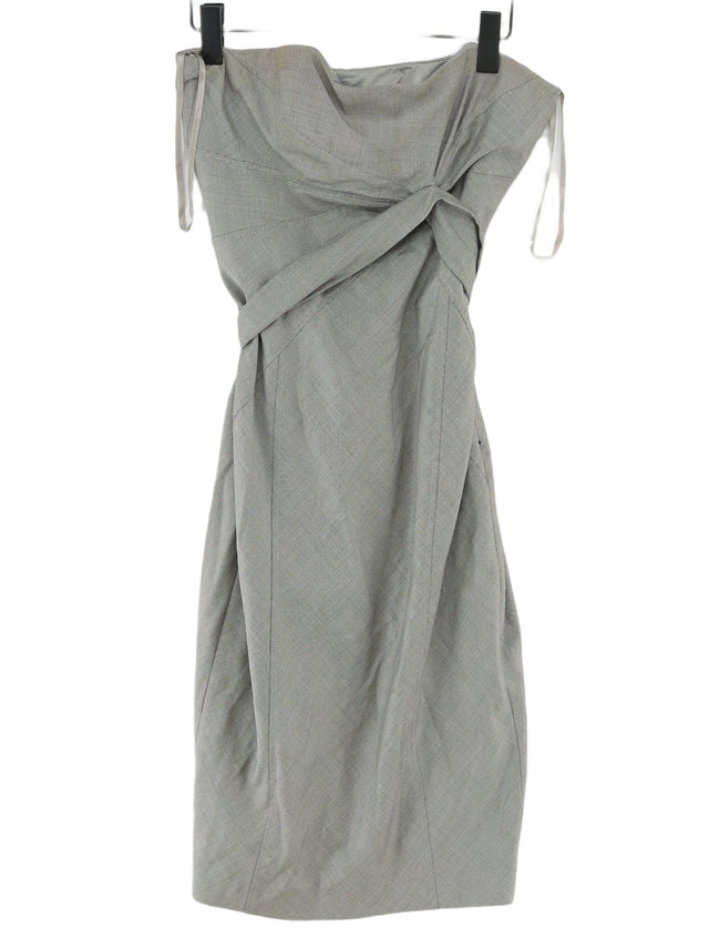 Ted Baker Women's Midi Dress UK 14 Grey Wool with Elastane, Polyester, Silk