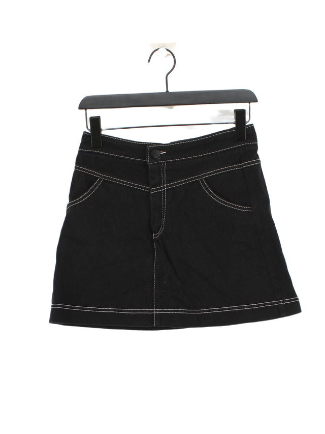 Zara Women's Mini Skirt M Black Cotton with Elastane