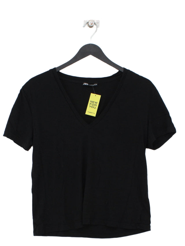 Zara Women's T-Shirt S Black 100% Cotton
