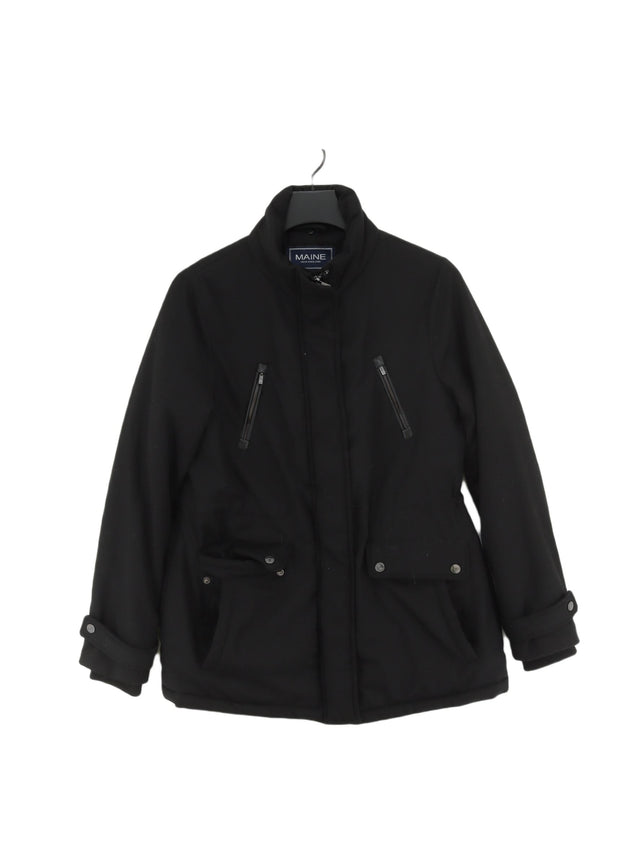 Maine Women's Coat UK 12 Black Polyester with Viscose
