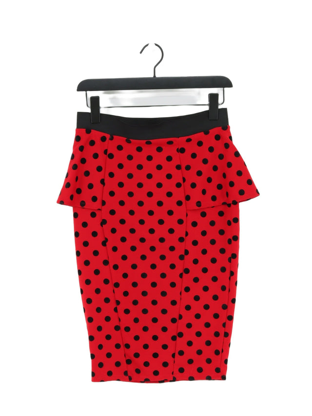 Jane Norman Women's Midi Skirt UK 10 Red Polyester with Elastane