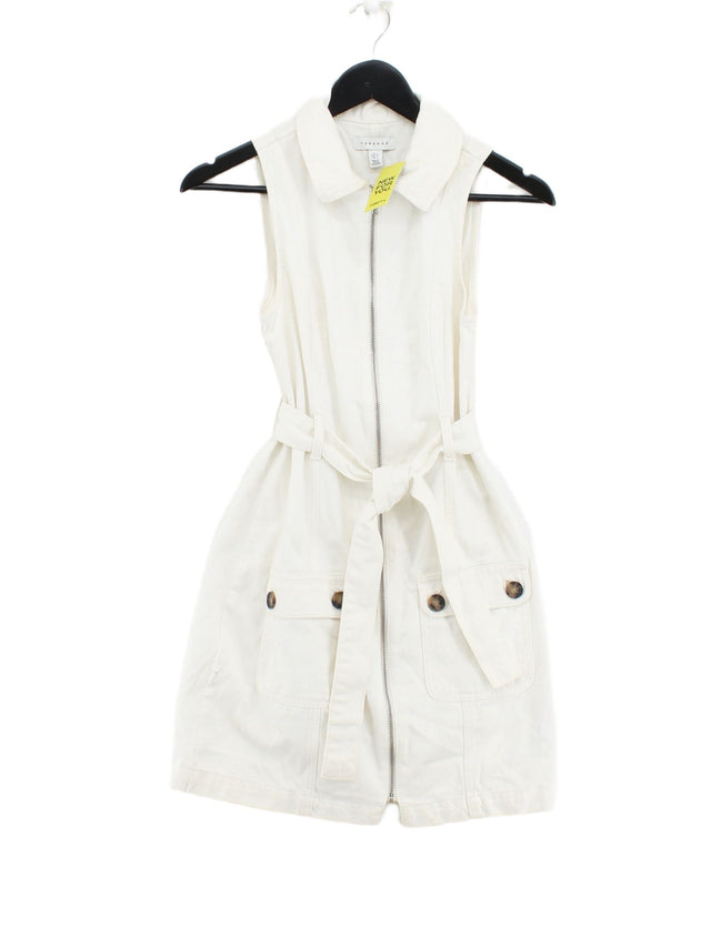 Topshop Women's Midi Dress UK 6 White 100% Cotton