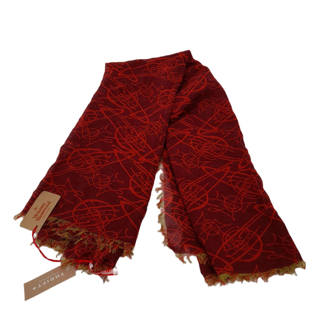 New Vivienne Westwood Women's Scarf Red Lyocell Modal with Wool
