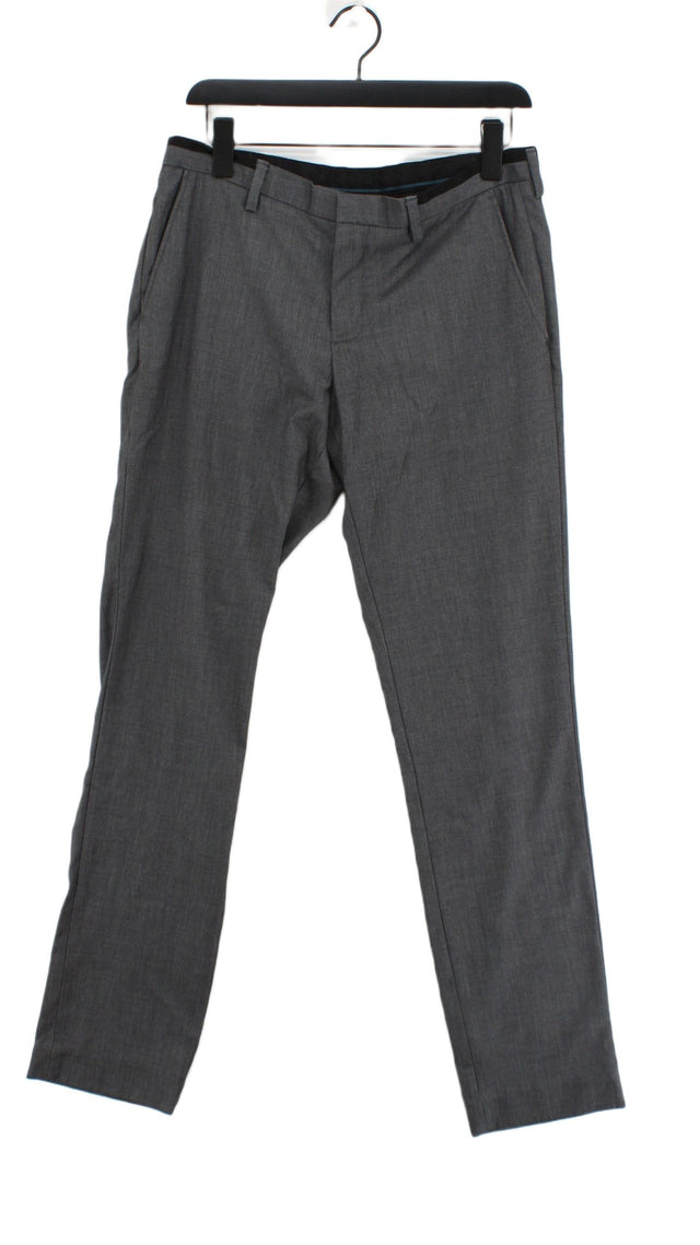Burton Men's Suit Trousers W 32 in Grey Polyester with Viscose