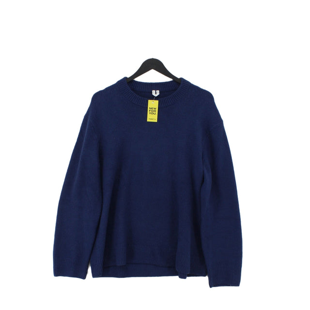 Arket Men's Jumper S Blue Polyester with Cotton, Wool