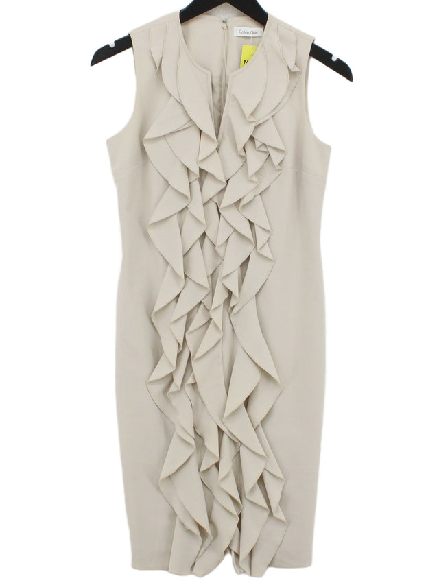 Calvin Klein Women's Midi Dress UK 4 Grey Polyester with Rayon, Spandex