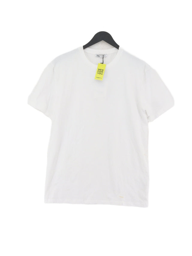 Zara Women's T-Shirt L White Cotton with Elastane