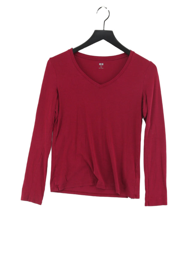 Uniqlo Women's Top M Red Cotton with Elastane, Lyocell Modal