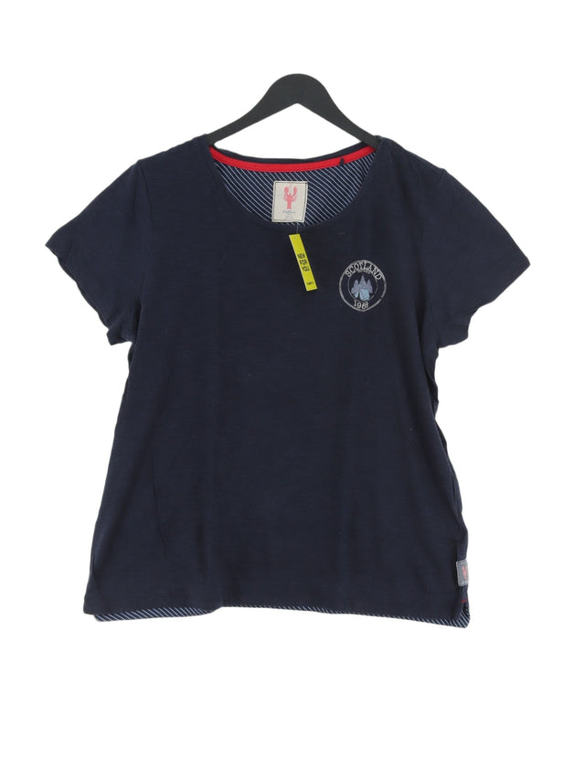 FatFace Women's T-Shirt UK 16 Blue Cotton with Lyocell Modal