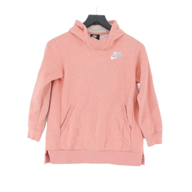 Nike Women's Hoodie M Pink Cotton with Elastane, Polyester