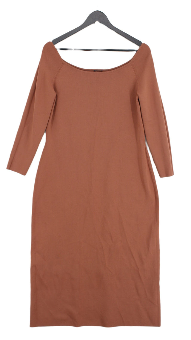 COS Women's Midi Dress L Brown Viscose with Elastane, Polyamide