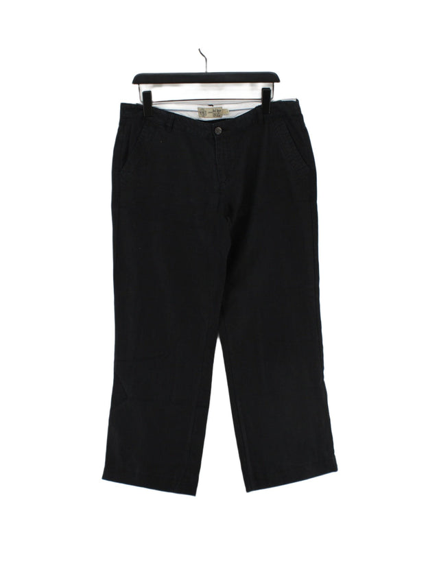 FatFace Women's Trousers UK 14 Black 100% Linen