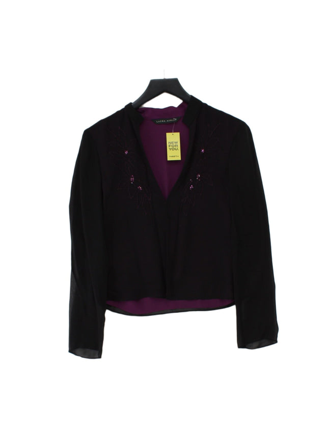 Laura Ashley Women's Cardigan UK 10 Black 100% Silk