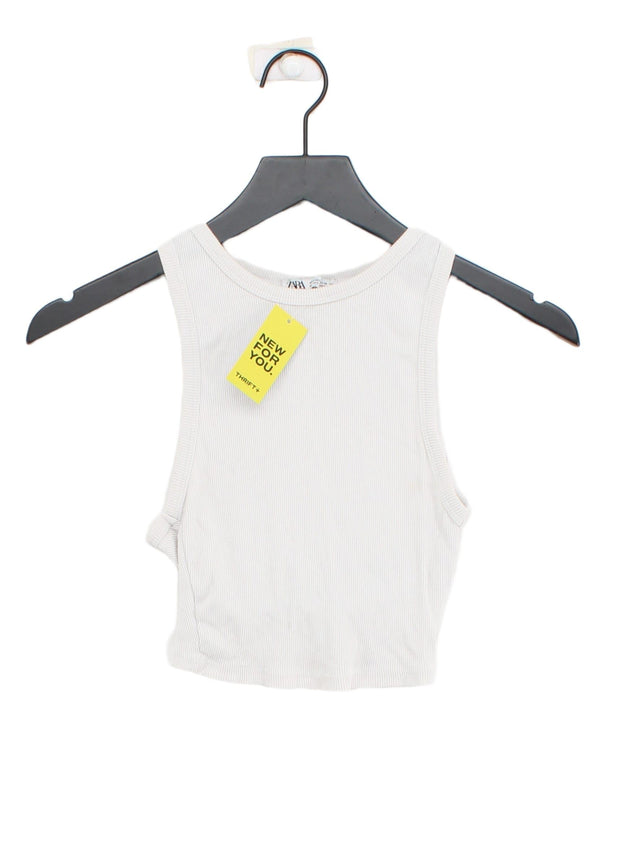 Zara Women's T-Shirt S White 100% Cotton