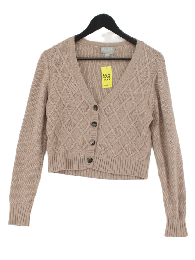 Pure Collection Women's Cardigan UK 10 Cream Cashmere with Wool