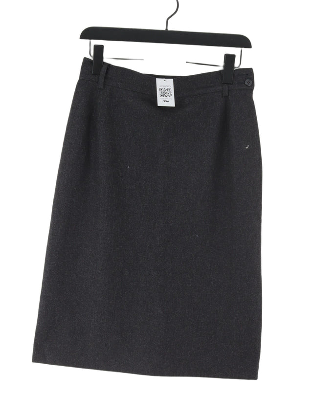 Jaeger Women's Midi Skirt UK 14 Grey 100% Wool
