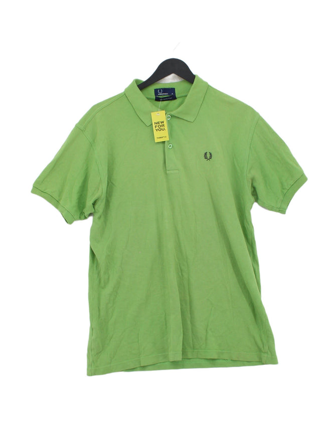 Fred Perry Men's Polo M Green 100% Cotton