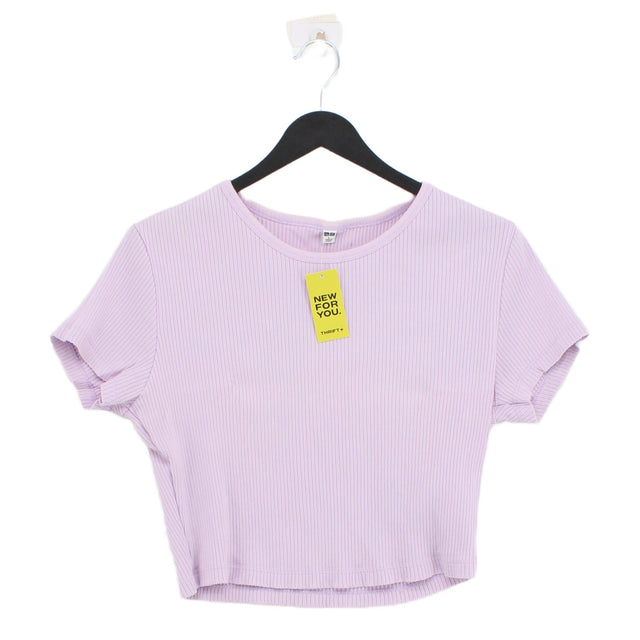 Uniqlo Women's T-Shirt L Purple Cotton with Elastane