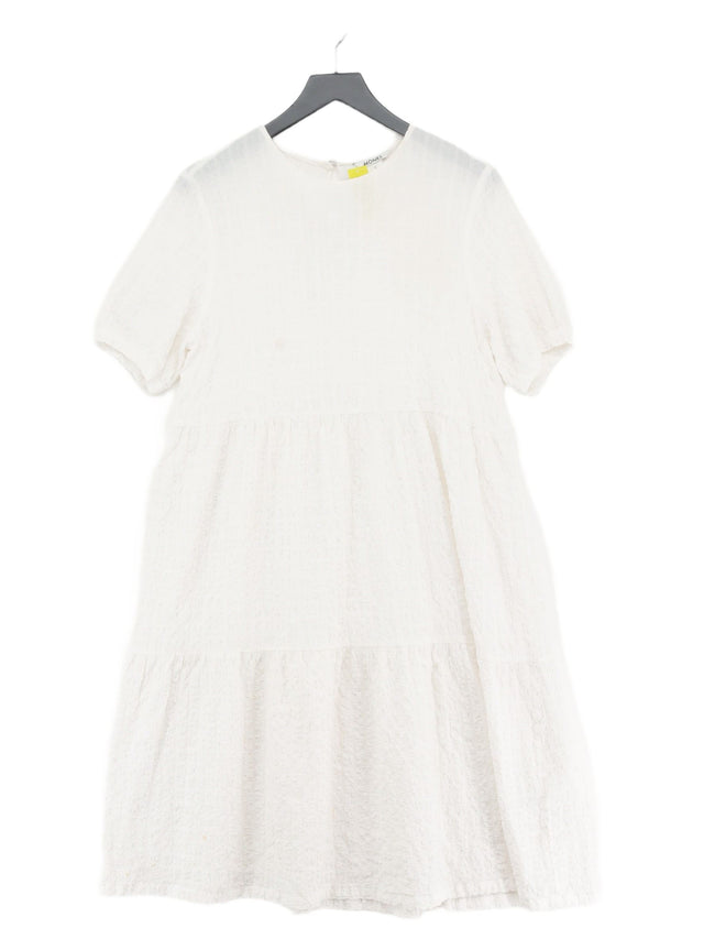 Monki Women's Maxi Dress S White Cotton with Elastane
