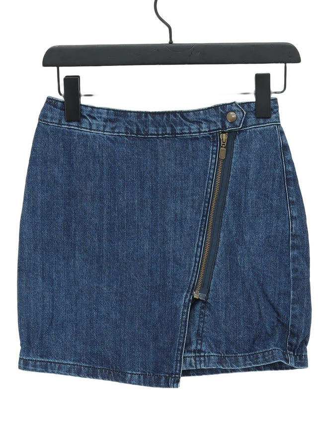 Topshop Women's Midi Skirt W 26 in Blue 100% Cotton
