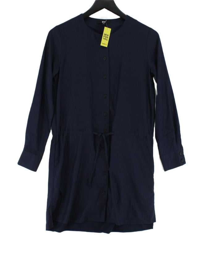 Uniqlo Women's Midi Dress XS Blue Rayon with Polyester