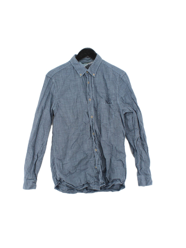 French Connection Men's Shirt M Blue Cotton with Linen