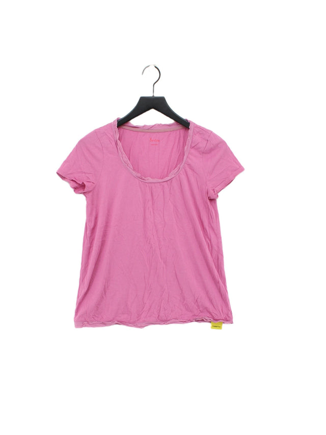 Boden Women's T-Shirt UK 12 Pink Cotton with Lyocell Modal