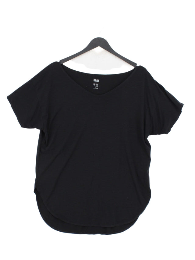 Uniqlo Women's Top S Black Polyester with Elastane, Lyocell Modal