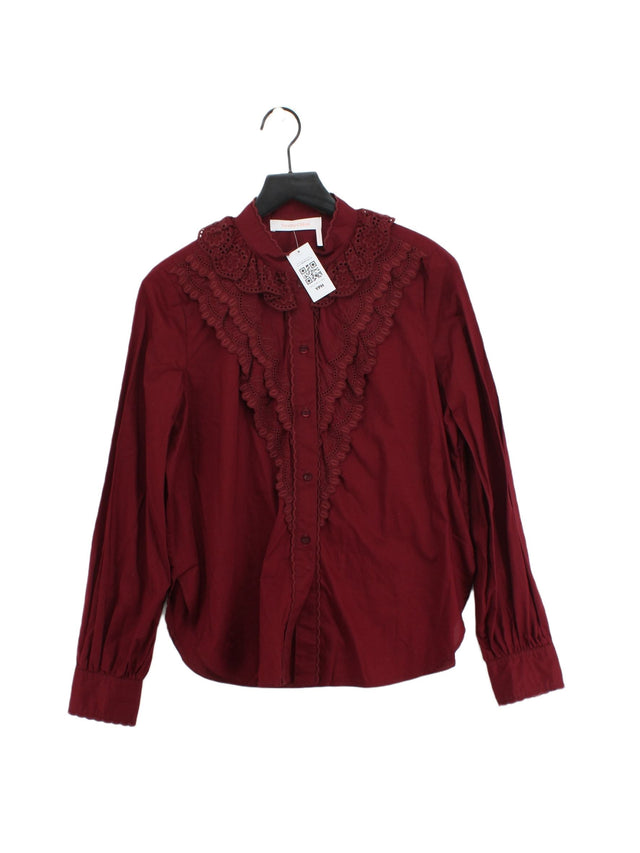See By Chloé Women's Shirt UK 12 Red Cotton with Polyester