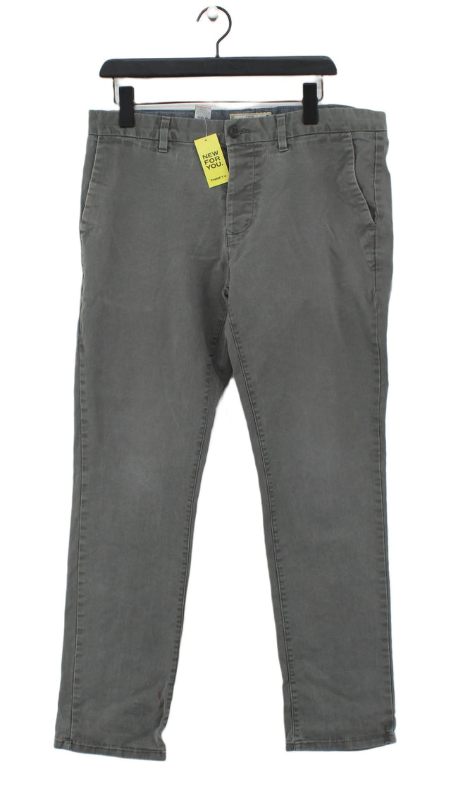 Next Men's Trousers W 36 in Grey Cotton with Elastane