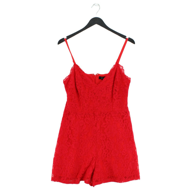 New Look Women's Playsuit UK 12 Red Cotton with Nylon, Polyester