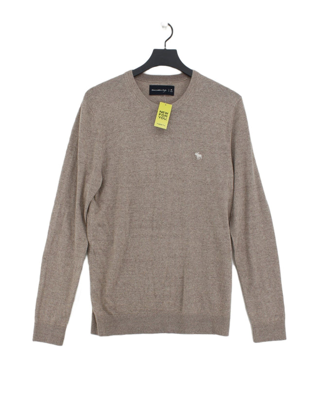 Abercrombie & Fitch Men's Jumper M Brown Cotton with Cashmere