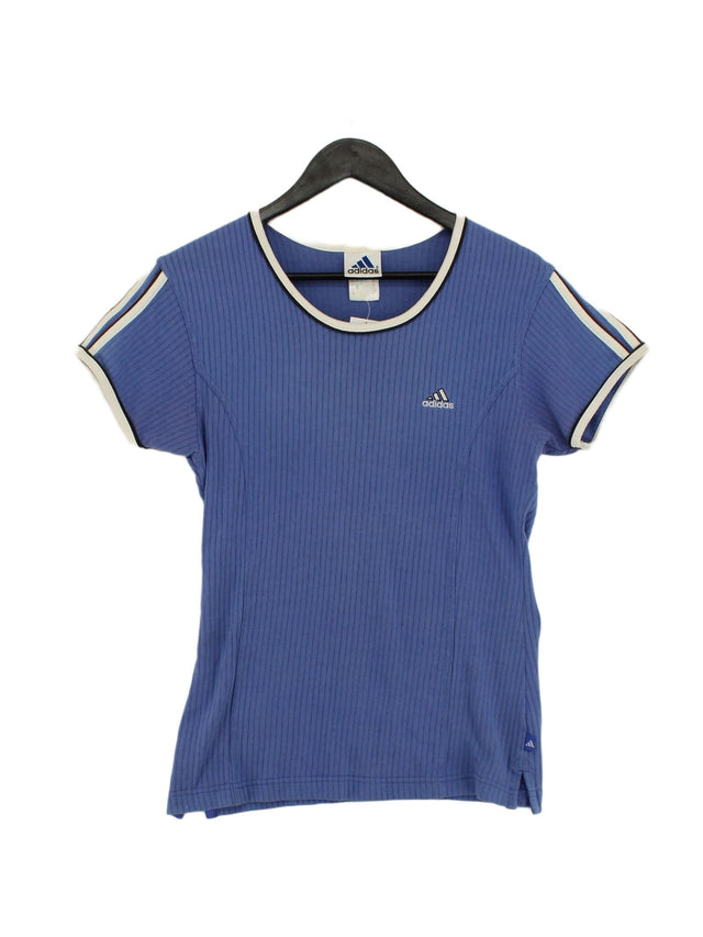 Adidas Women's T-Shirt S Blue Cotton with Polyester
