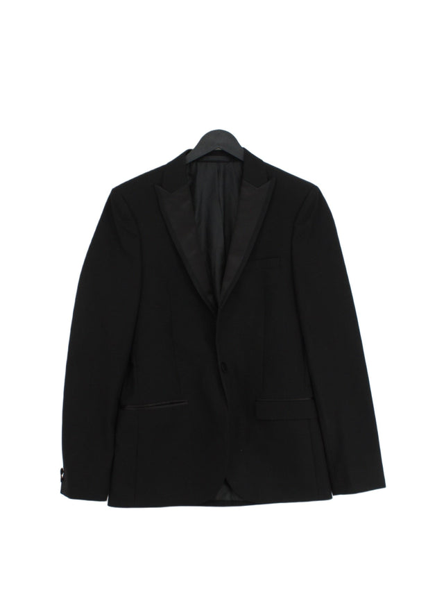 Moss London Men's Blazer Chest: 36 in Black Polyester with Viscose