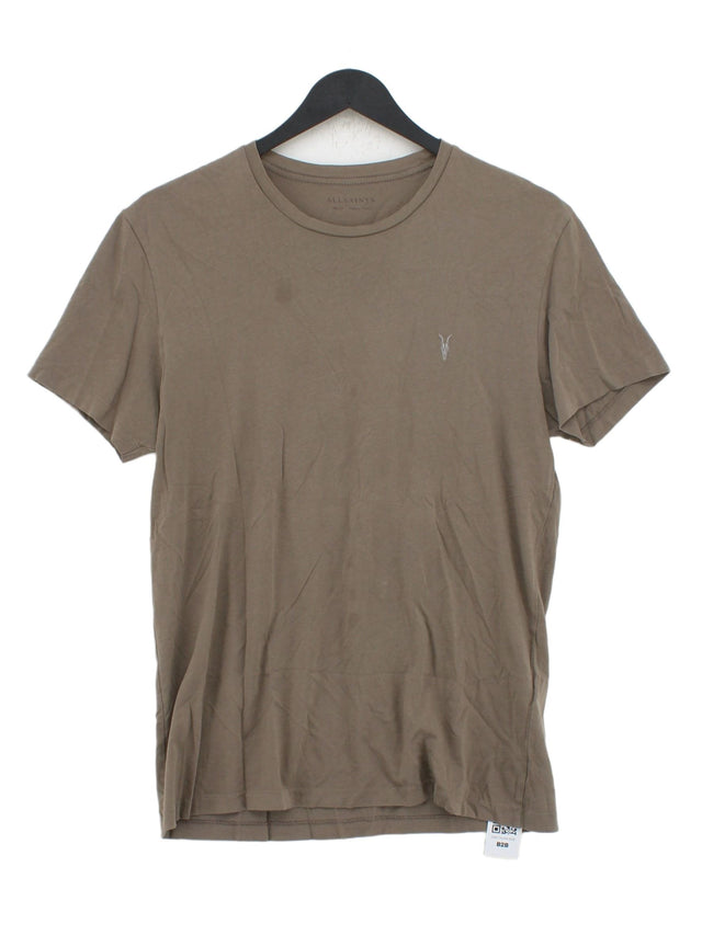 AllSaints Men's T-Shirt S Tan 100% Cotton