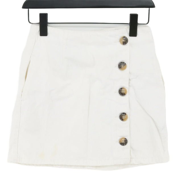 Topshop Women's Midi Skirt UK 6 White 100% Cotton