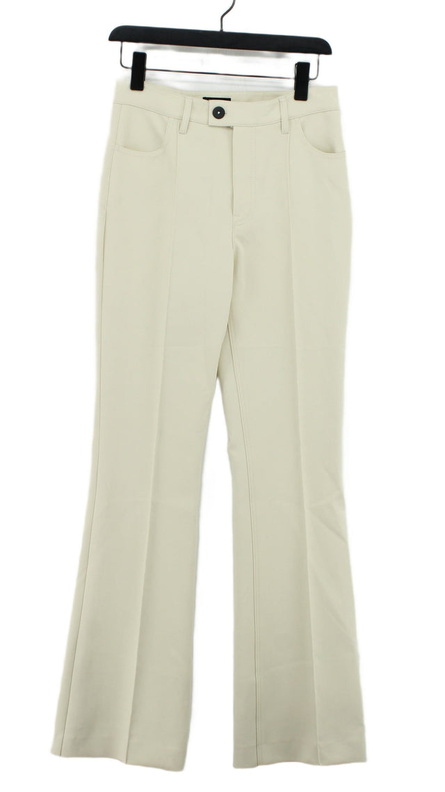 Massimo Dutti Women's Trousers UK 8 Cream Polyester with Elastane, Viscose