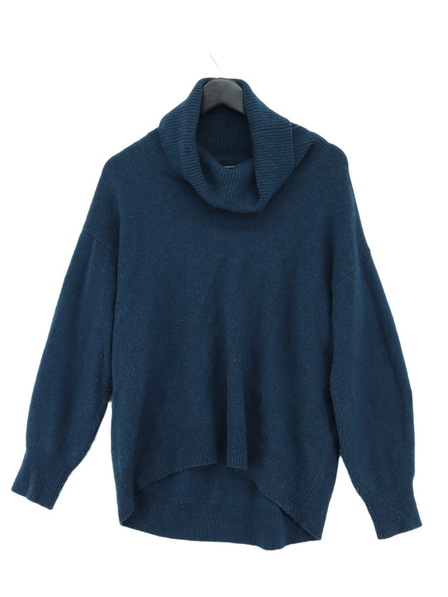 Massimo Dutti Women's Jumper L Blue Wool with Cashmere