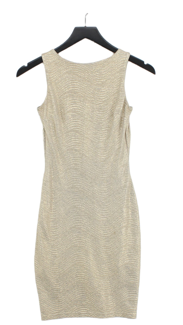 Jane Norman Women's Midi Dress UK 6 Gold Polyester with Nylon