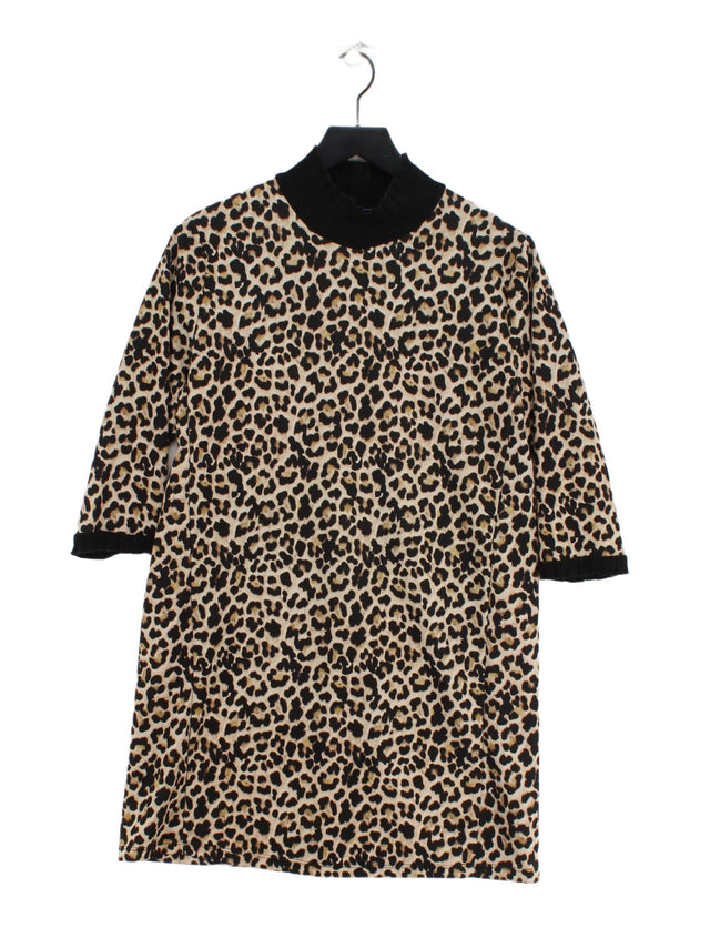 Zara Women's Midi Dress M Brown Polyester with Elastane