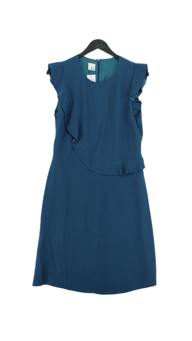 Iris & Ink Women's Midi Dress UK 8 Blue Viscose with Polyester