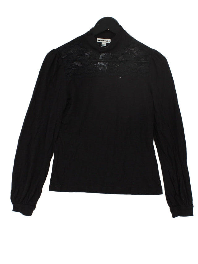 Whistles Women's Top UK 8 Black Cotton with Elastane, Lyocell Modal, Polyamide