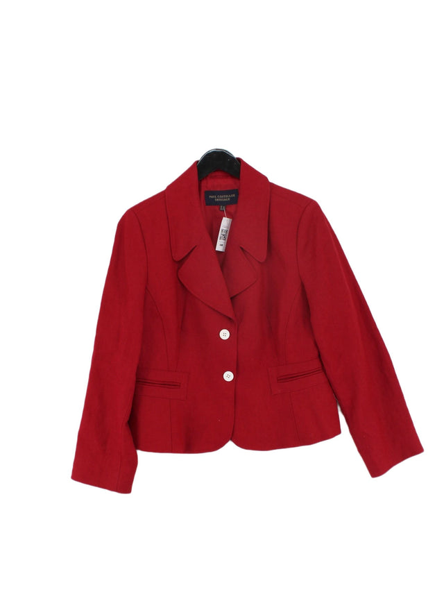 Paul Costelloe Women's Blazer UK 16 Red Linen with Polyester