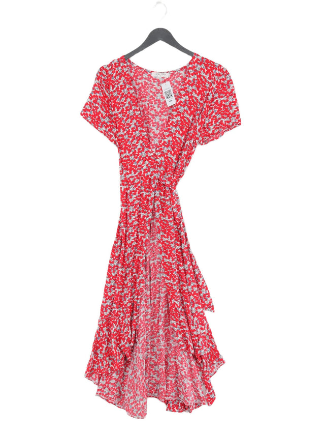 Miss Floral Women's Midi Dress M Red Polyester with Cotton, Spandex