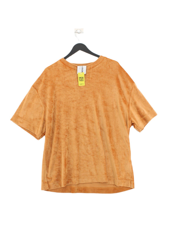 Collusion Men's T-Shirt L Orange Polyester with Elastane