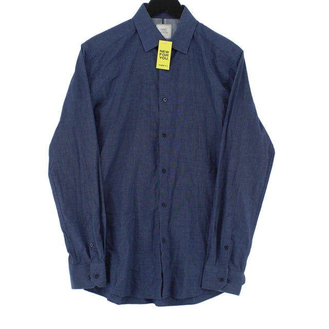 Next Men's Shirt Collar: 15.5 in Blue Polyester with Cotton